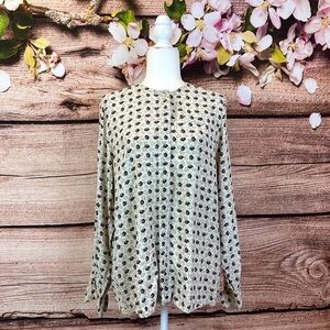 Moods by Krizia Women’s Rayon Boho Abstract Novelty Print Button Down Shirt